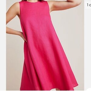 MAEVE ANTHROPOLOGIE 100% linen mini swing dress size XS hot pink